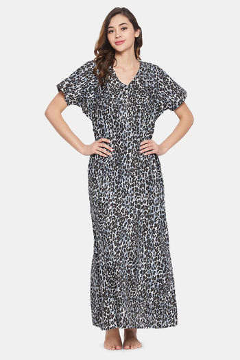 Buy Negligee Nighty for Women Cotton Printed Maxi Gown Ankle