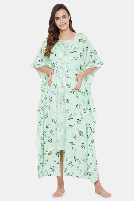 Buy The Kaftan Company Cotton Nightwear Robe Pack of 2 Green