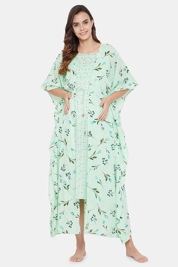 Buy The Kaftan Company Cotton Nightwear + Robe (Pack of 2) - Green