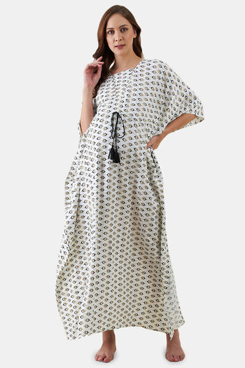 Buy Coucou Maternity Woven Mid Length Nightdress With Side Zipper And  Discreet Feeding - Formal Garden at Rs.1599 online | Nightwear online
