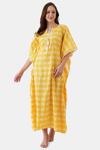 Buy The Kaftan Company Cotton Full Length Nightdress - Yellow at Rs ...