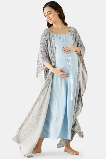 Buy The Kaftan Company Modal Maternity Nightwear With Robe - Blue at  Rs.2699 online