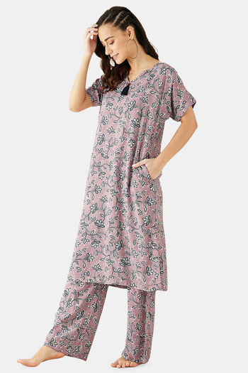 Buy The Kaftan Company Modal Pyjama Set - Mauve