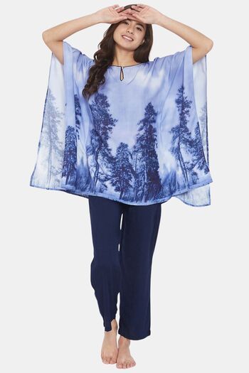 Buy The Kaftan Company Viscose Pyjama Set - Blue