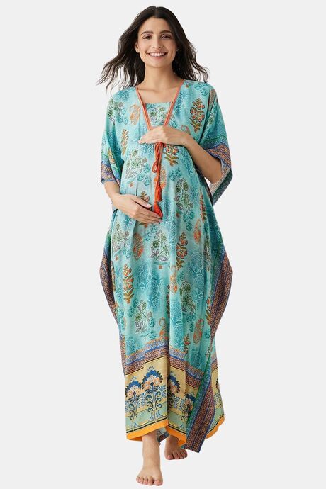 Buy The Kaftan Company Viscose Loungewear Dress Blue at