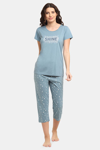 Kanvin Cotton Capri Set Sea Blue