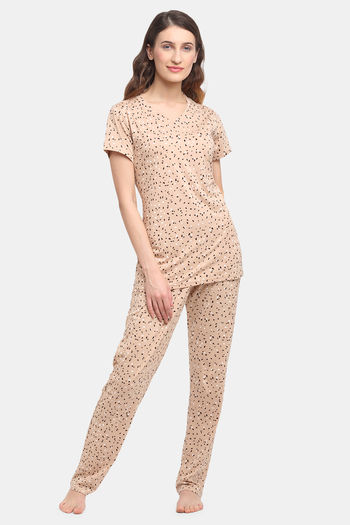 Women Modal Sleepwear Nightgown Loose Backless Summer Printed