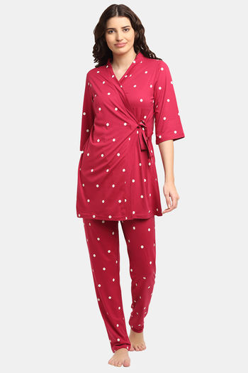 Buy Kanvin Modal Nightwear Robe Red at Rs.2799 online Nightwear online