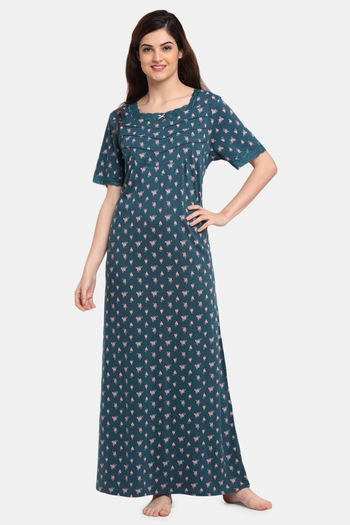 Kanvin Cotton Full Length Nighty Teal