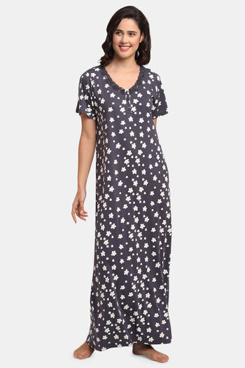 Kanvin Cotton Full Length Nighty Purple