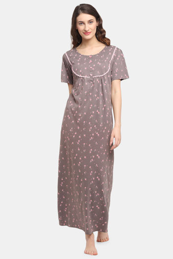 Kanvin Modal Full Length Nighty Grey