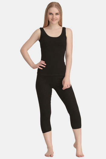 Buy Kanvin Thermal Polyester Cotton Pyjama Set Black at