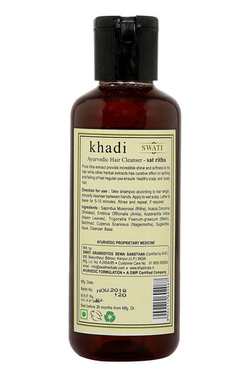 Buy Khadi Swati Ayurvedic Hair Cleanser - Sat Ritha 210 ml at  online  | Beauty online