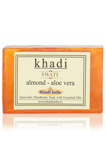 Buy Khadi Swati Ayurvedic Handmade Soap Almond And Aloe Vera 125 Gm At