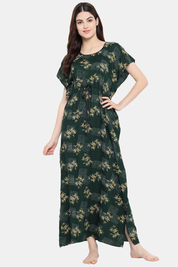 Buy Klamotten Rayon Printed Nightdress Green at Rs.799 online Nightwear online