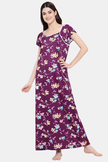 Buy Klamotten Serena Printed Nightdress-Purple