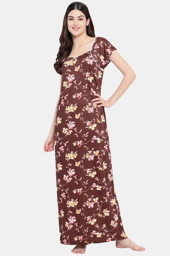 Buy Klamotten Serena Printed Nightdress-Brown