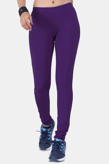 Buy Laasa Mid Rise Quick Drying Leggings Purple at