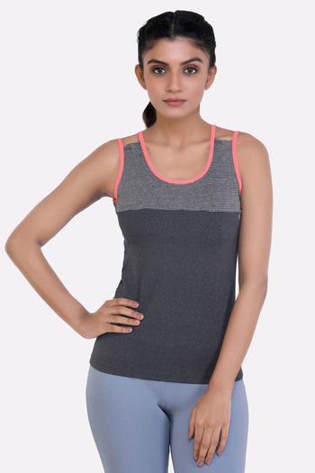 Buy Laasa Just-Dry Melange Tank Top - Dark Grey at Rs.999 online