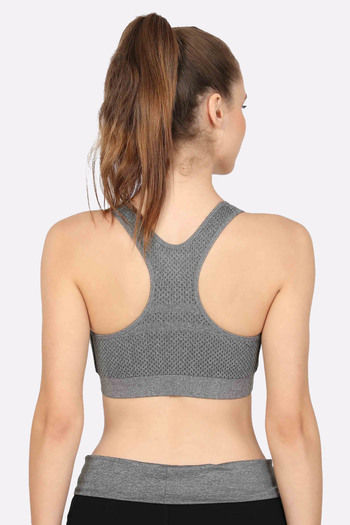 Buy Laasa Just-Dry Printed Sports Bra - Dark Grey at Rs.1299 online
