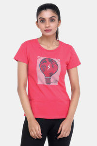 Buy Laasa Printed Crew-Neck Cotton T-Shirt - Tomato
