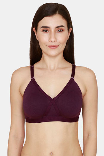Buy Laavian Double Layered Non Wired 3/4th Coverage T-Shirt Bra - Purple