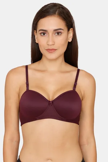 Buy Lady Lyka Padded Non Wired Medium Coverage T-Shirt Bra - Wine at Rs.374  online