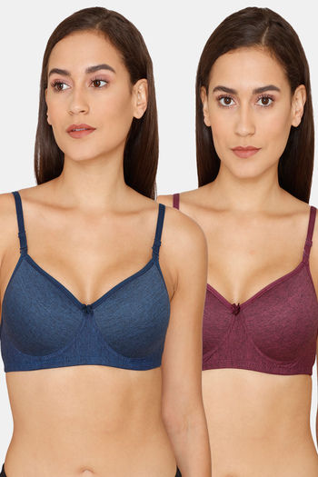 Buy Lady Lyka Padded Non Wired 3/4th Coverage T-Shirt Bra (Pack of 2) - Multicolor