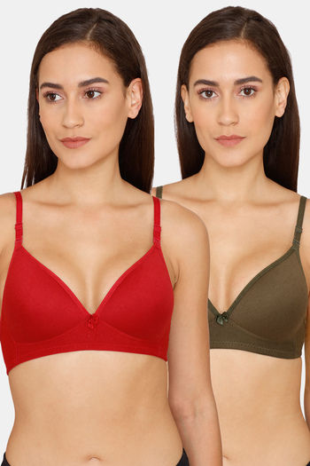 Buy Lady Lyka Padded Non Wired 3/4th Coverage T-Shirt Bra (Pack of 2) -  Skin Black at Rs.749 online