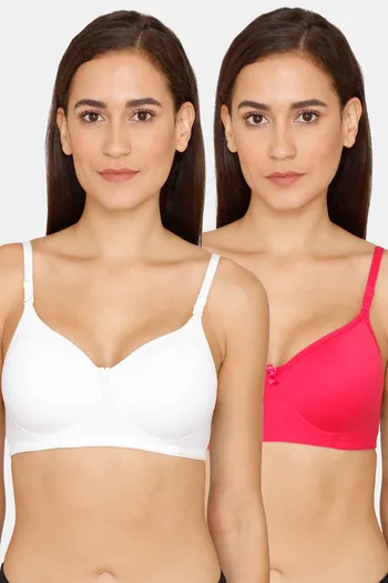 Buy Lady Lyka Padded Non Wired 3/4th Coverage T-Shirt Bra (Pack of 2) - Multicolor