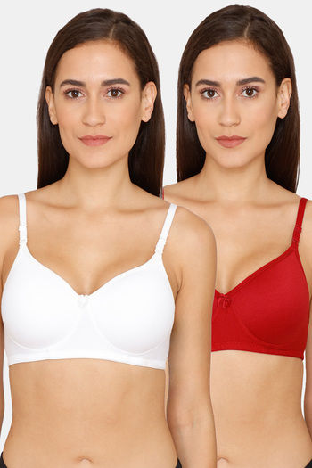 Buy Lady Lyka Padded Non Wired 3/4th Coverage T-Shirt Bra (Pack of 2) - Multicolor