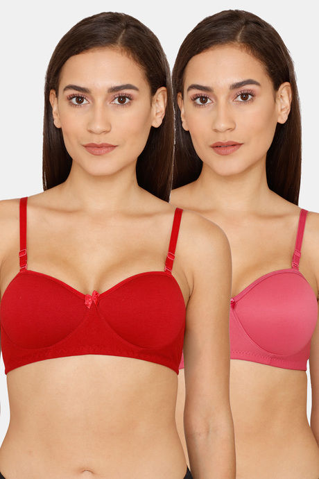 Buy Lady Lyka Padded Non Wired 3/4th Coverage T-Shirt Bra (Pack of 2) -  Maroon Punch at Rs.749 online