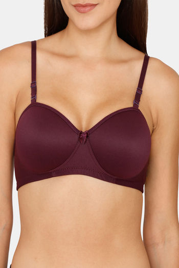 Lady Lyka Padded Non Wired 3/4th Coverage T-Shirt Bra (Pack of 2) - Wine  Black