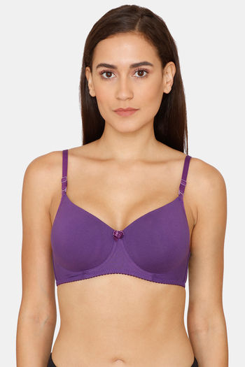 Lady Lyka Padded Non Wired 3/4th Coverage T-Shirt Bra (Pack of 2) - Maroon  Purple