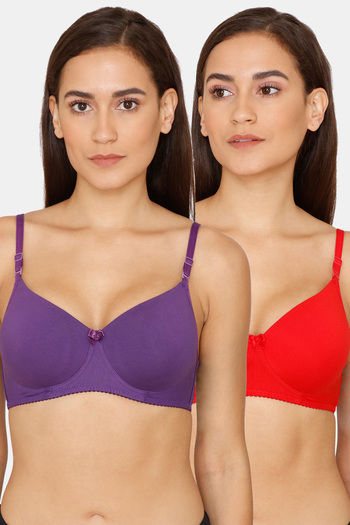 Buy Lady Lyka Padded Non Wired 3/4th Coverage T-Shirt Bra (Pack of 2) -  Purple Red at Rs.848 online