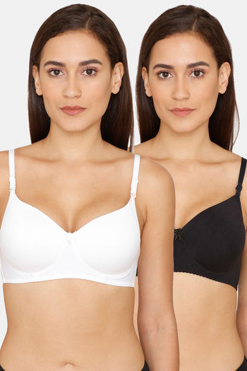 Buy Lady Lyka Padded Non Wired 3/4th Coverage T-Shirt Bra (Pack of 2) - Multicolor