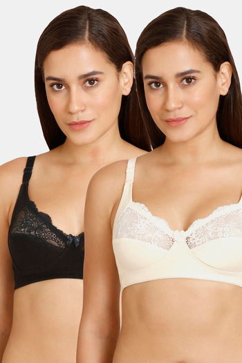 Buy Pack of 2 Medium Coverage Non Padded Lace Bra Online