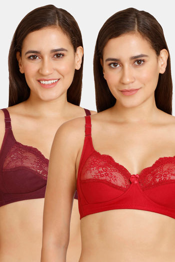 Buy Lady Lyka Single Layered Non Wired Medium Coverage T-Shirt Bra (Pack of  2) - Maroon Wine at Rs.879 online