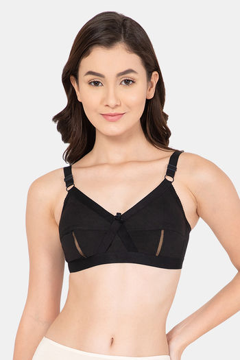 Buy Lady Lyka Single Layered Non Wired Medium Coverage T-Shirt Bra - Black  at Rs.349 online