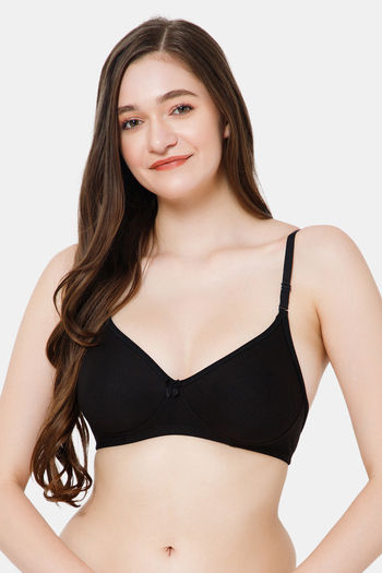 Buy Lady Lyka Single Layered Non Wired Medium Coverage T-Shirt Bra - Black  at Rs.299 online