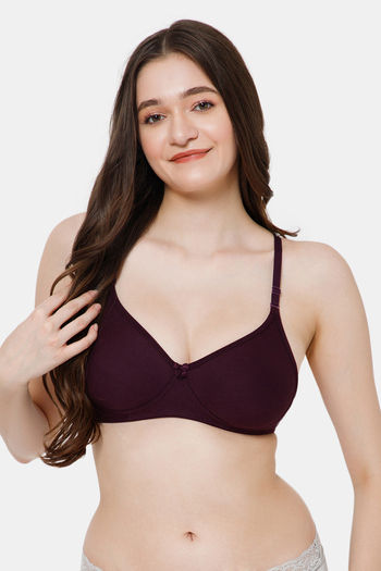 Buy Rosaline Padded Non Wired 3/4th Coverage T-Shirt Bra - Winery at Rs.225  online
