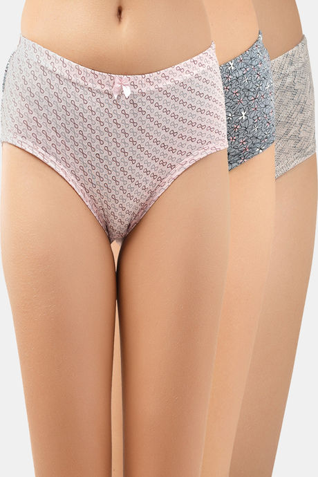 Lady Lyka Medium Rise Full Coverage Hipster Panty (Pack of 3) - Multicolor