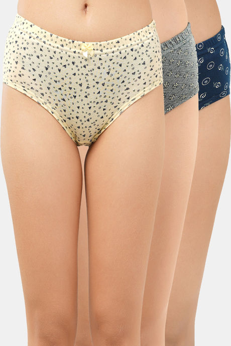 Lady Lyka Medium Rise Full Coverage Hipster Panty (Pack of 3) - Multicolor