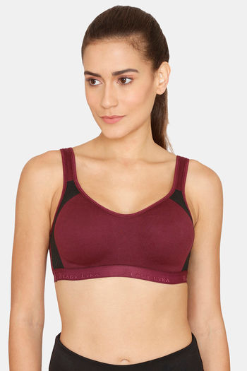 Buy lady Lyka Medium Impact Cotton Non Padded Sports Bra - Purple