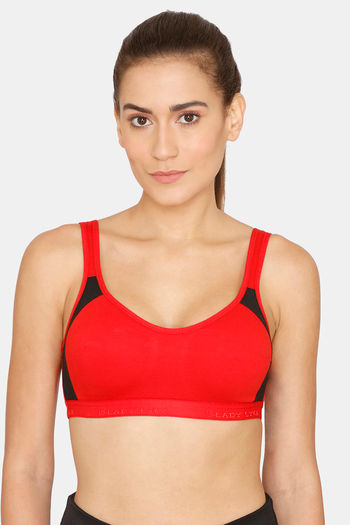 Buy lady Lyka Medium Impact Cotton Non Padded Sports Bra - Red