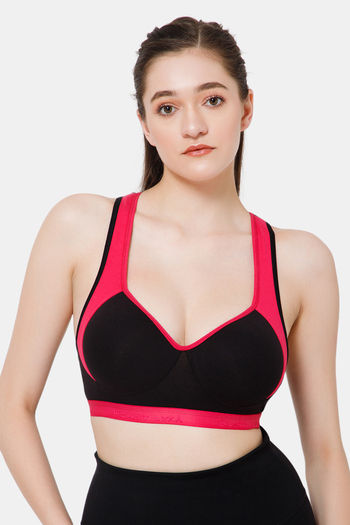 Buy Lavos Women Coral Pink Bamboo Cotton and Lycra Sports Bra