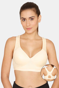 Buy lady Lyka Medium Impact Cotton Padded Sports Bra - Skin