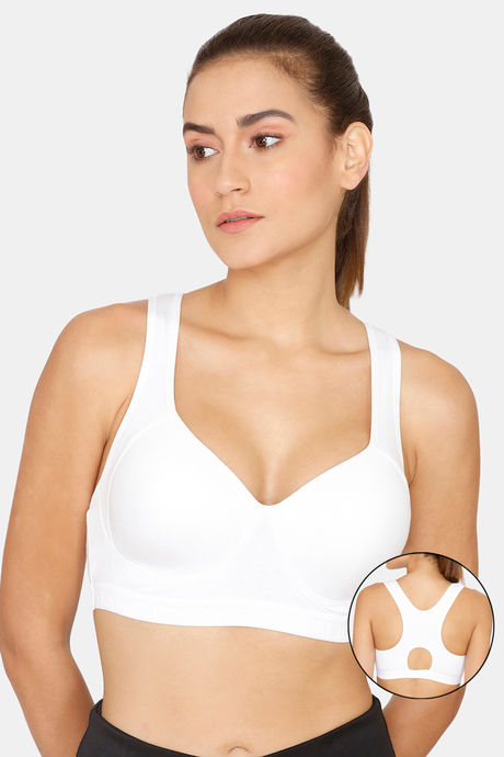 Buy Lady Lyka Medium Impact Seamless Cotton Sports Bra - White at Rs.324  online