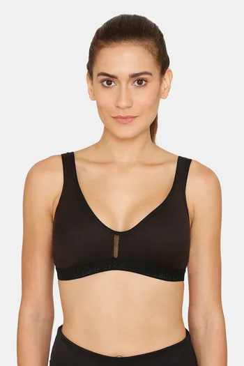 Buy Zelocity By Zivame Black & Red Solid Non Wired Lightly Padded Sports  Bra - Bra for Women 7324895