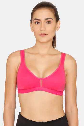 Lady Lyka Medium Impact Seamless Cotton Sports Bra - Pink